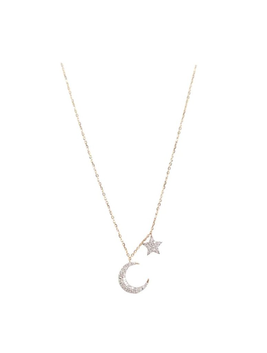 Accessories Constellate by Lisa Sinclair | Asteria One Only Moon & Star Necklace Yellow Gold