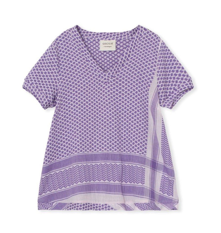 Clothing Cecilie Copenhagen | Shirt V Short Sleeve Lavender