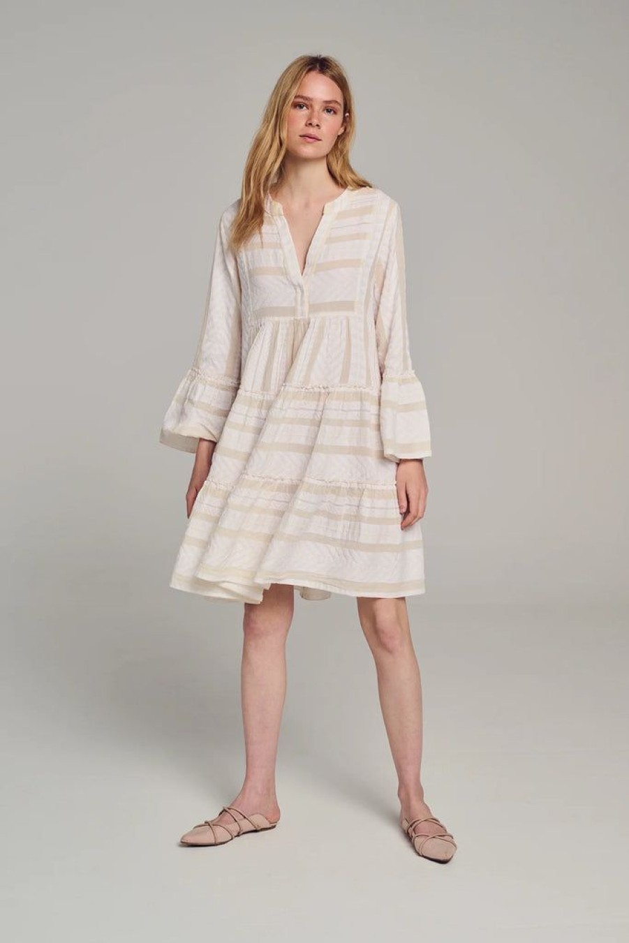 Clothing Devotion Greece | Ella Short Dress Ecru Off White