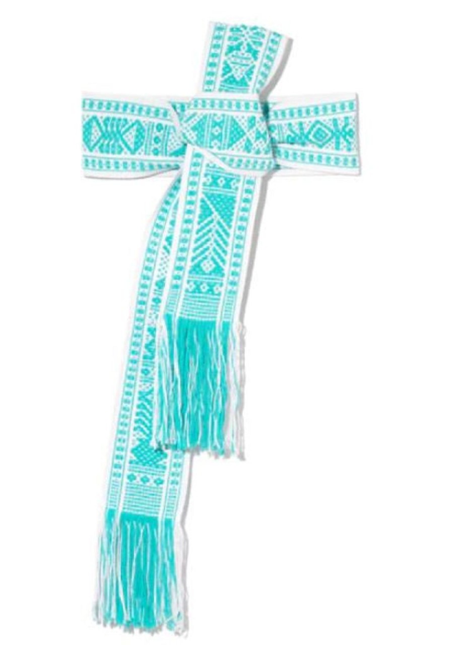 Accessories Pippa Holt Kaftans | Handwoven Belt White And Aqua