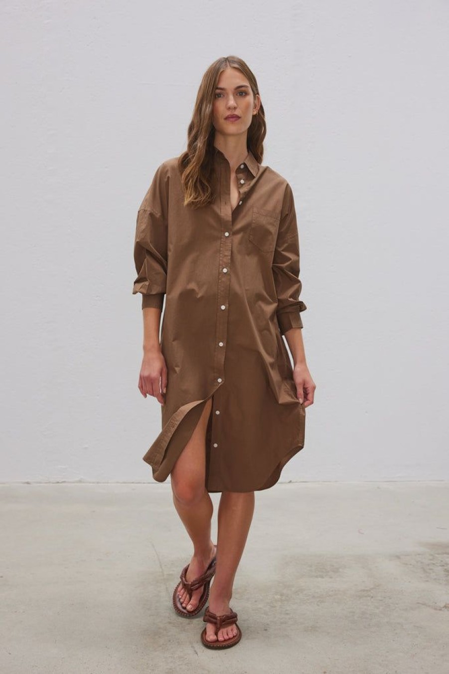 Clothing LMND | Chiara Maxi Shirt Dress Coffee