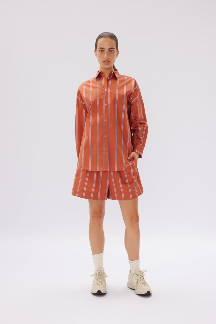 Clothing LMND | Chiara Short Rust Violet Stripe