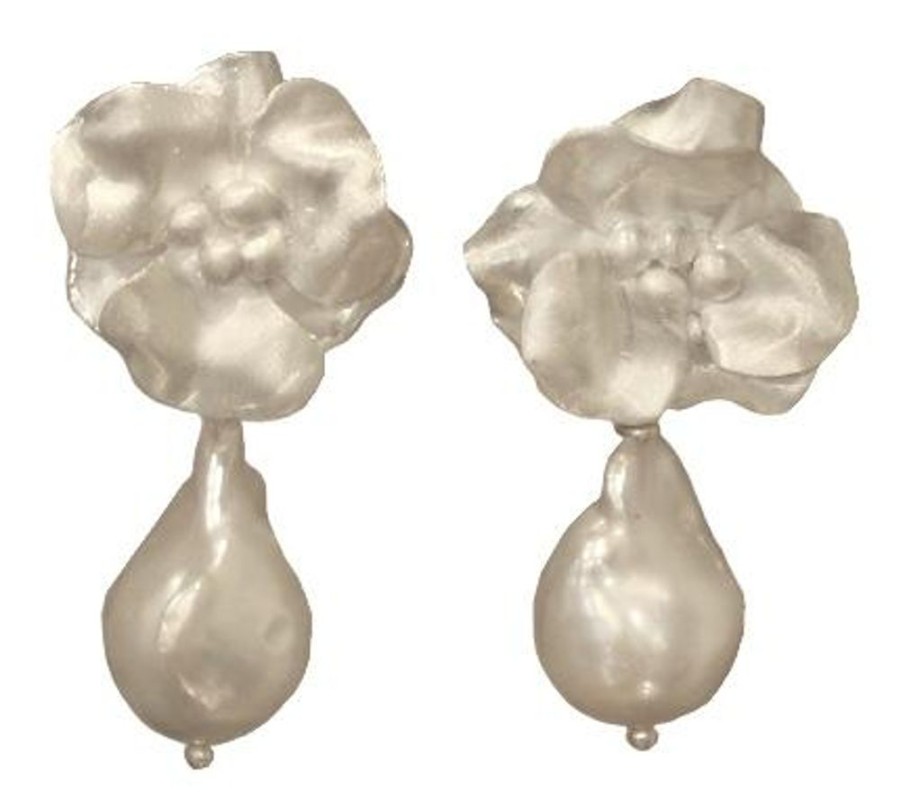 Accessories Jill Marsden | Joanna Mini Flower Stud With Baroque Pearl