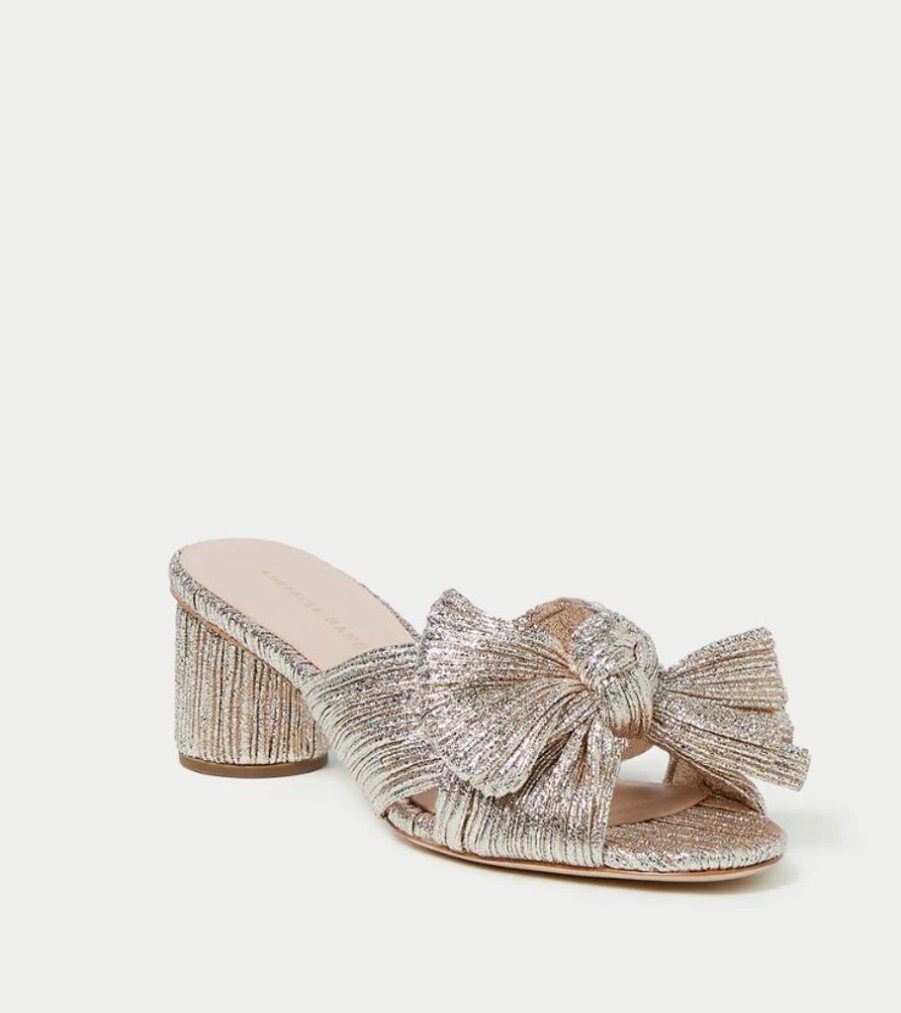 Shoes Loeffler Randall | Emilia Pleated Bow Heel Champagne Shimmer