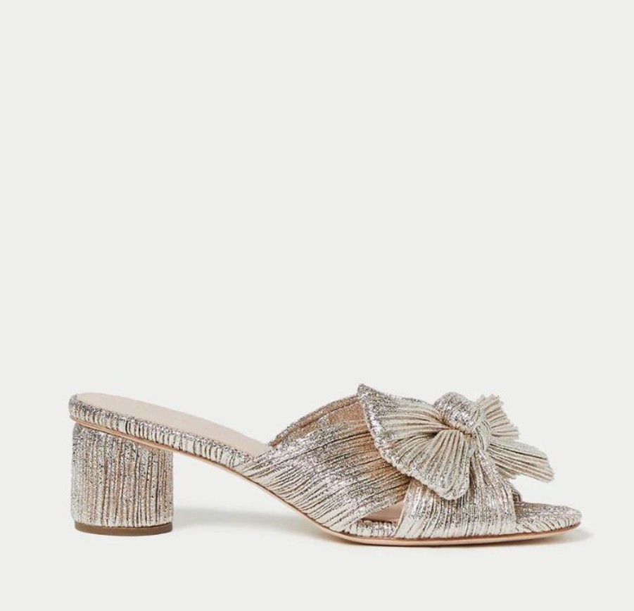 Shoes Loeffler Randall | Emilia Pleated Bow Heel Champagne Shimmer