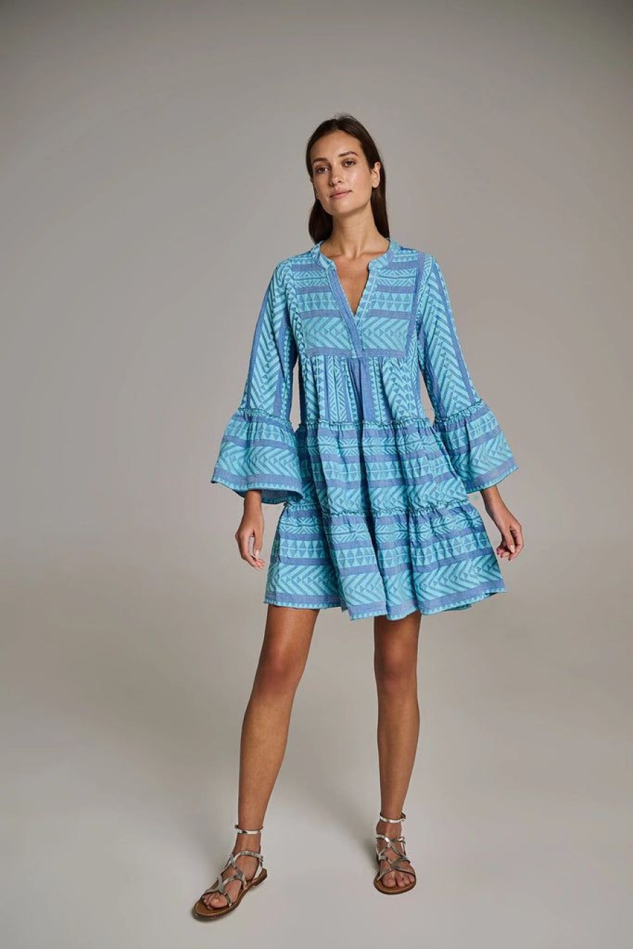 Clothing Devotion Greece | Ella Short Dress Neon Blue On Blue