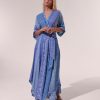 Clothing Poupette St Barth | Long Dress Adha Blue Stripe