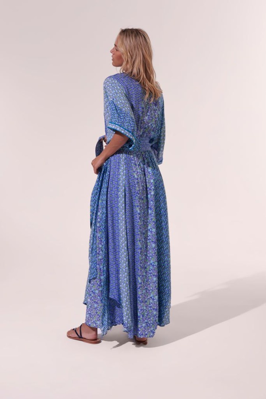 Clothing Poupette St Barth | Long Dress Adha Blue Stripe