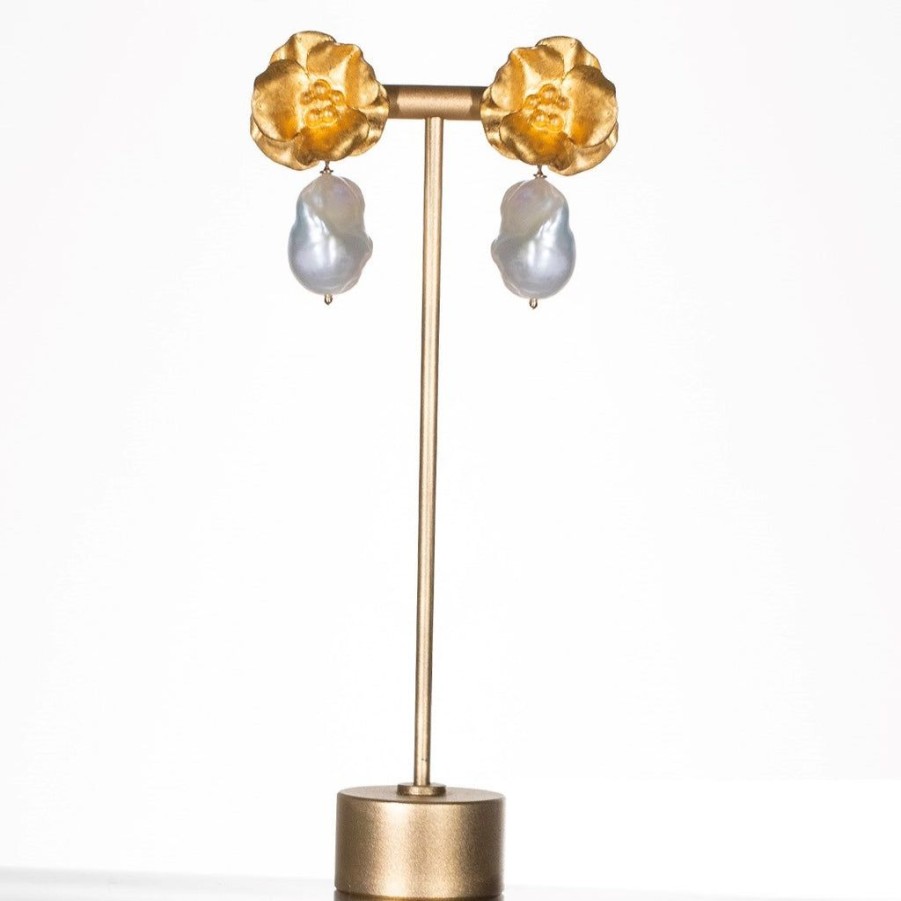 Accessories Jill Marsden | Joanna Bloom And Pearl Earrings Gold