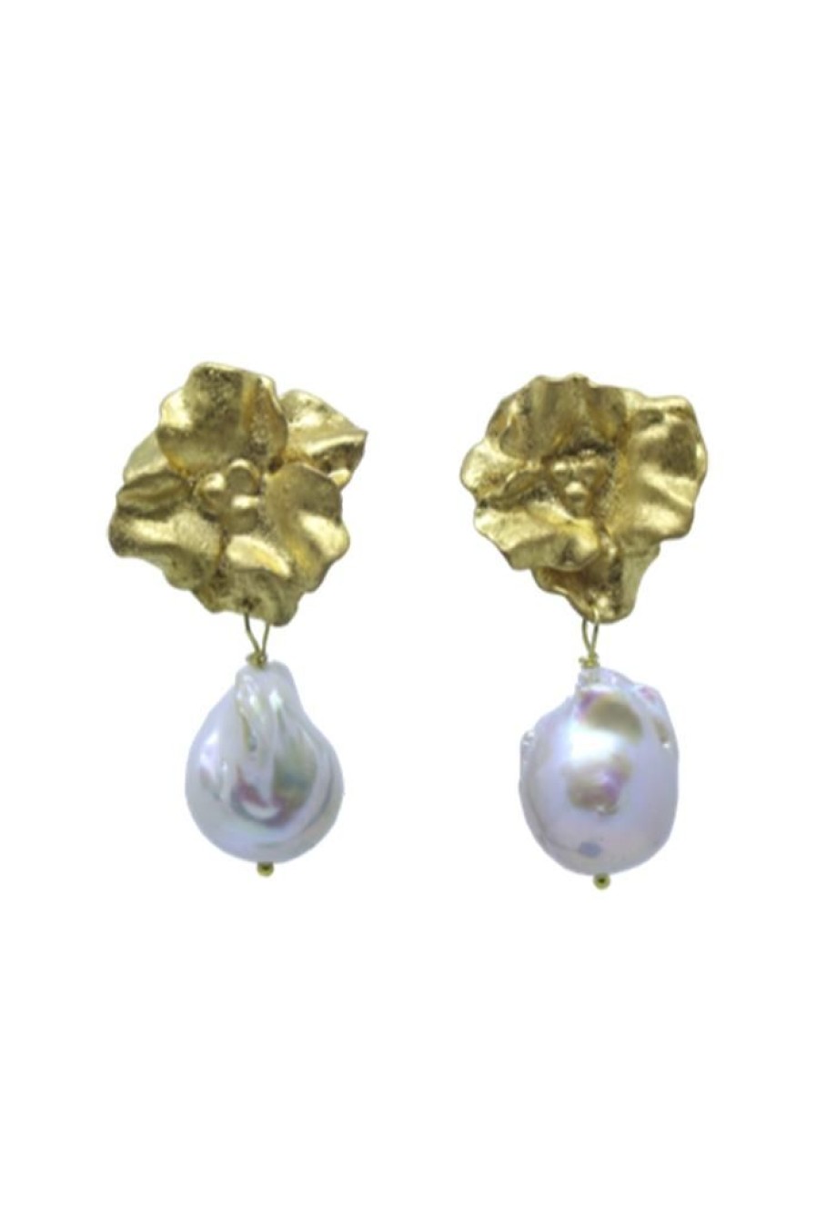 Accessories Jill Marsden | Joanna Bloom And Pearl Earrings Gold