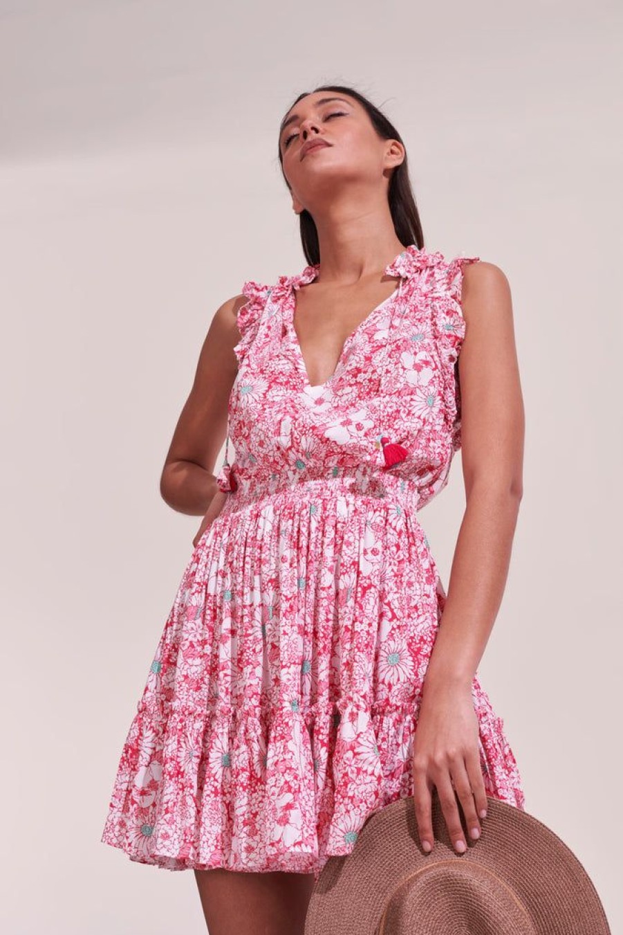 Clothing Poupette St Barth | Mini Dress Triny Pink Garden