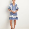 Clothing Kori | Embroidered Cotton Mini Dress White Blue