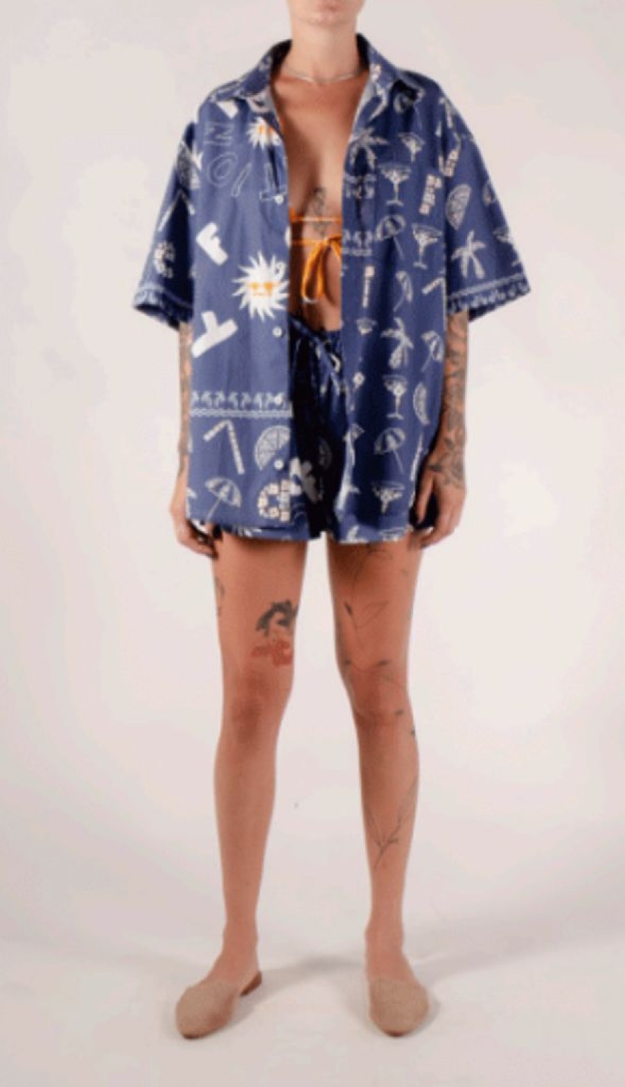 Clothing Faye | Absurd Bandana Short Sleeve Shirt Blue