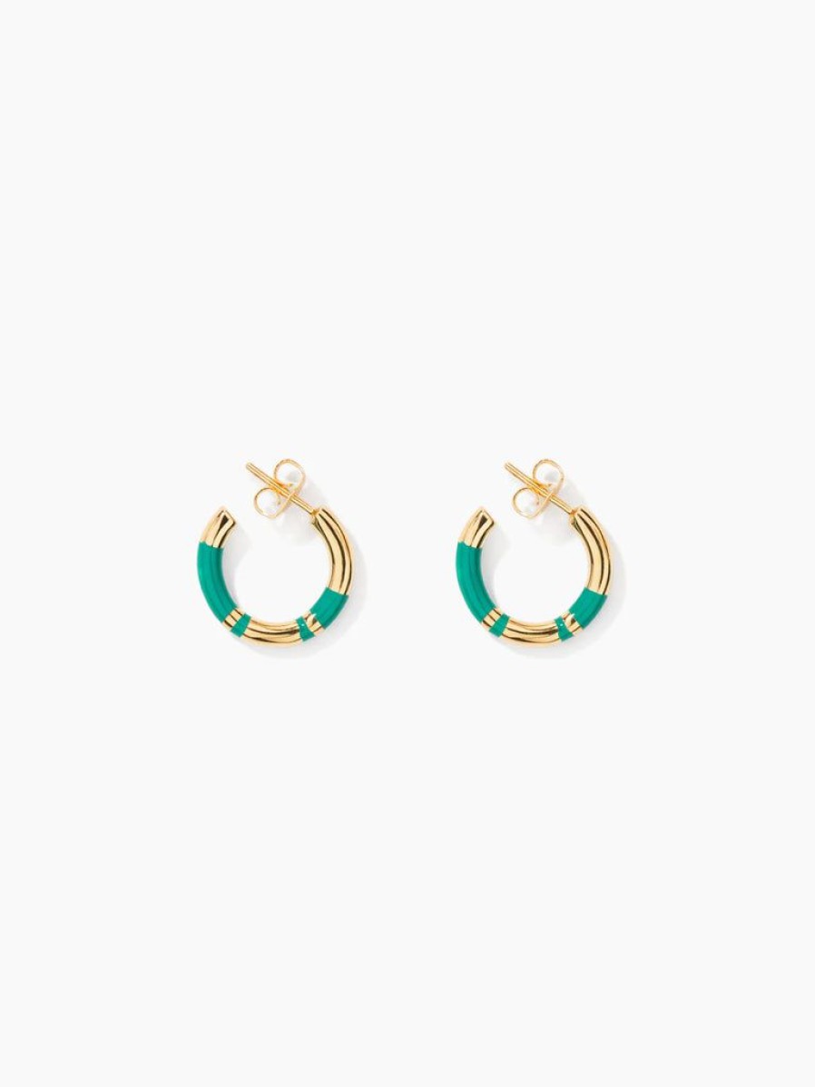 Accessories Aurélie Bidermann | Positano Mini Hoops Emerald