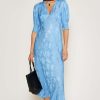 Clothing RIXO London | Zadie Dress Daisy Jacquard Blue