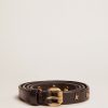 Accessories Golden Goose | Thin Black Belt With Star Studs