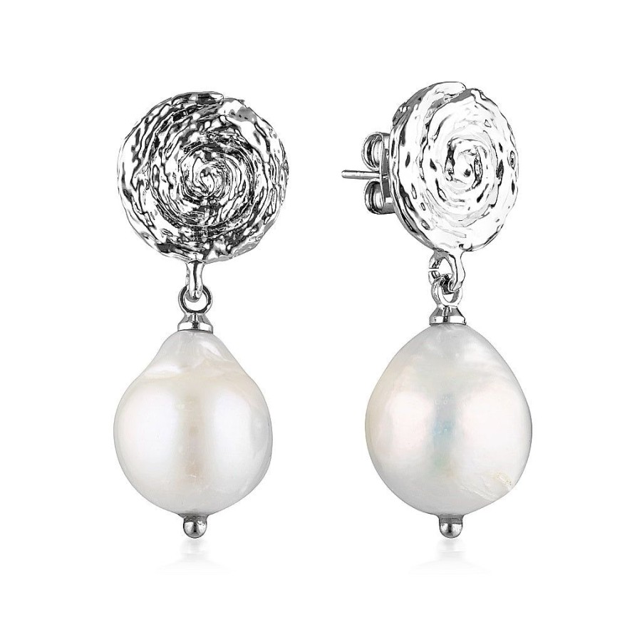 Accessories Carly Paiker | Spirallo Baroque Pearl Earrings Silver