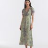 Clothing Saloni | Lea Long Dress Papyrus Border