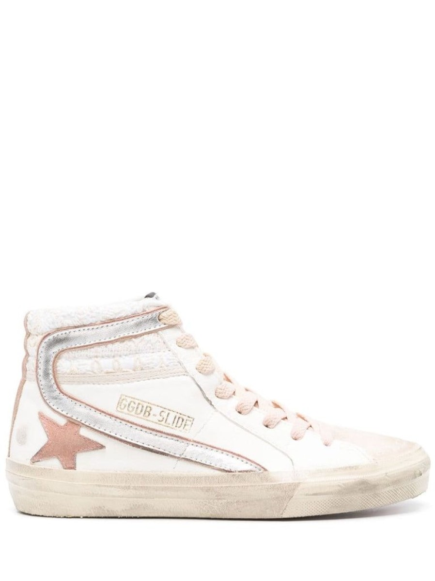 Shoes Golden Goose | Slide Sneaker White Silver Ash