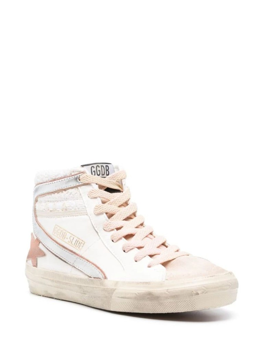 Shoes Golden Goose | Slide Sneaker White Silver Ash