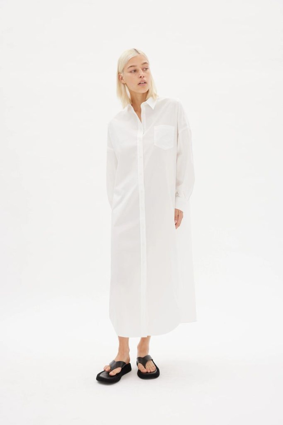 Clothing LMND | Chiara Maxi Shirt Dress White