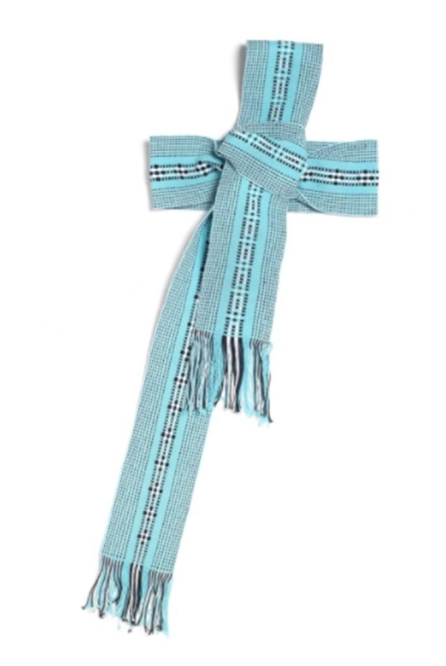 Accessories Pippa Holt Kaftans | Handwoven Belt In Light Blue, White And Black Multi