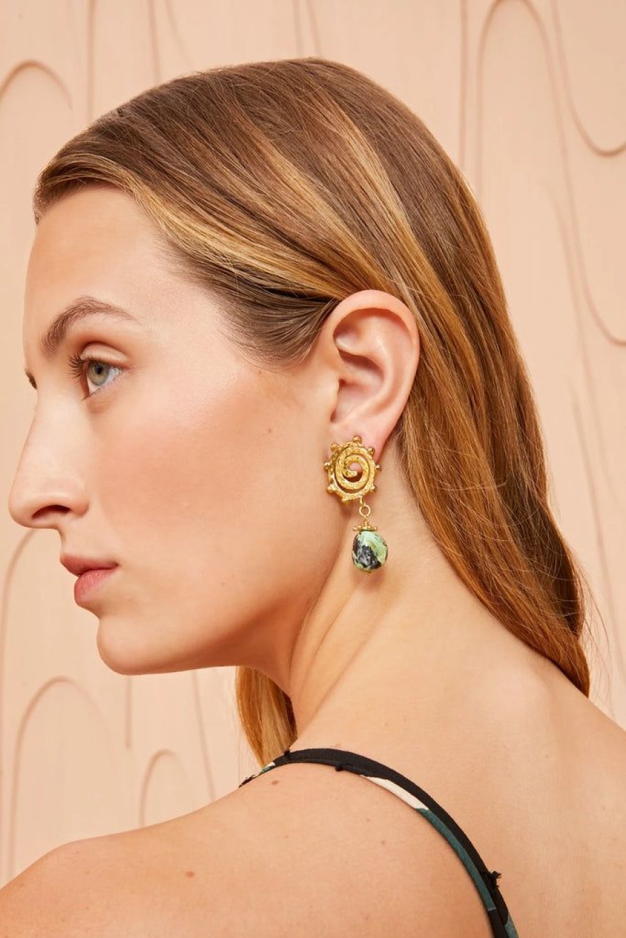 Accessories Ulla Johnson | Mini Spiral Stone Earrings Turquoise