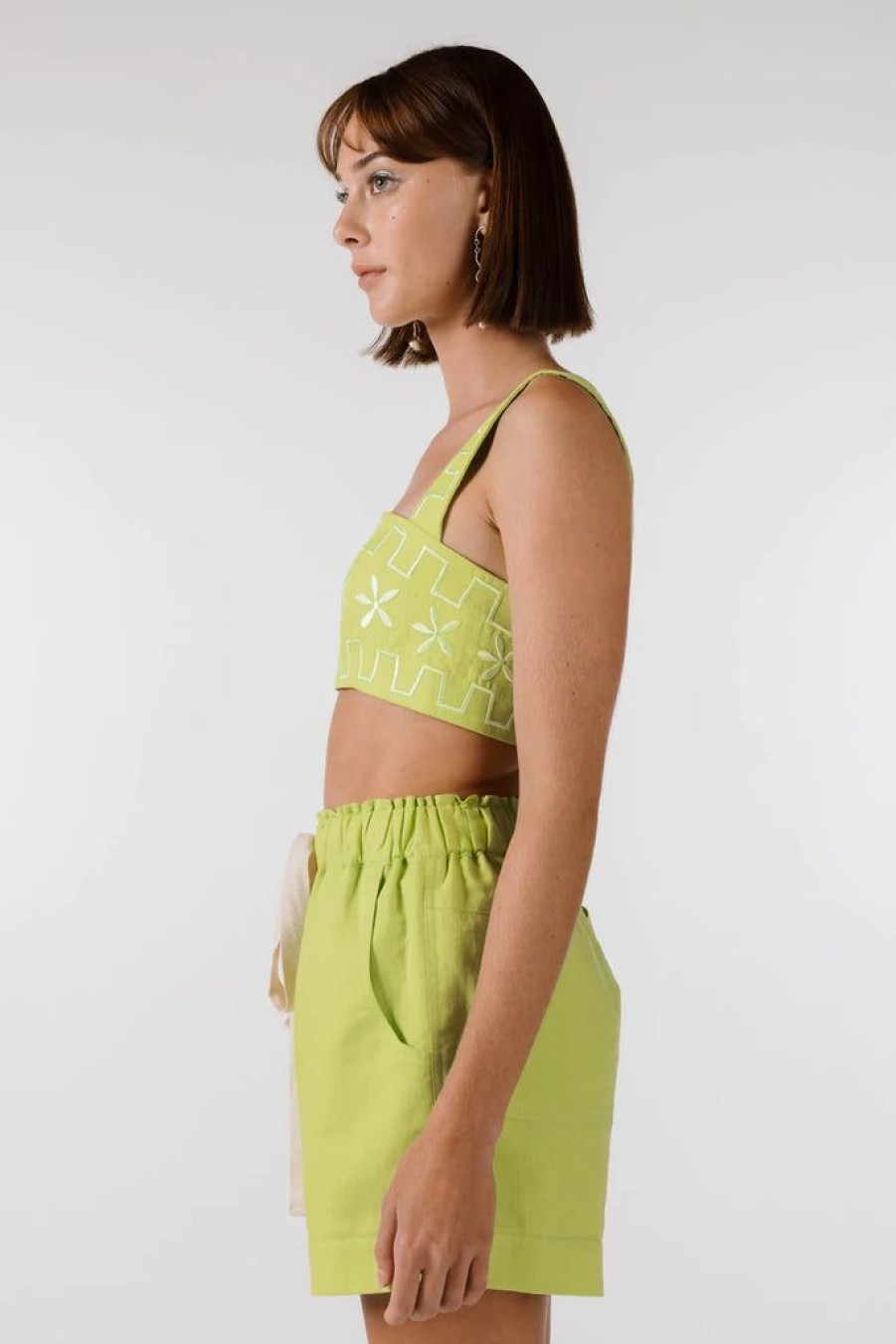 Clothing Isobel Badin | Flowers Forever Short Lime