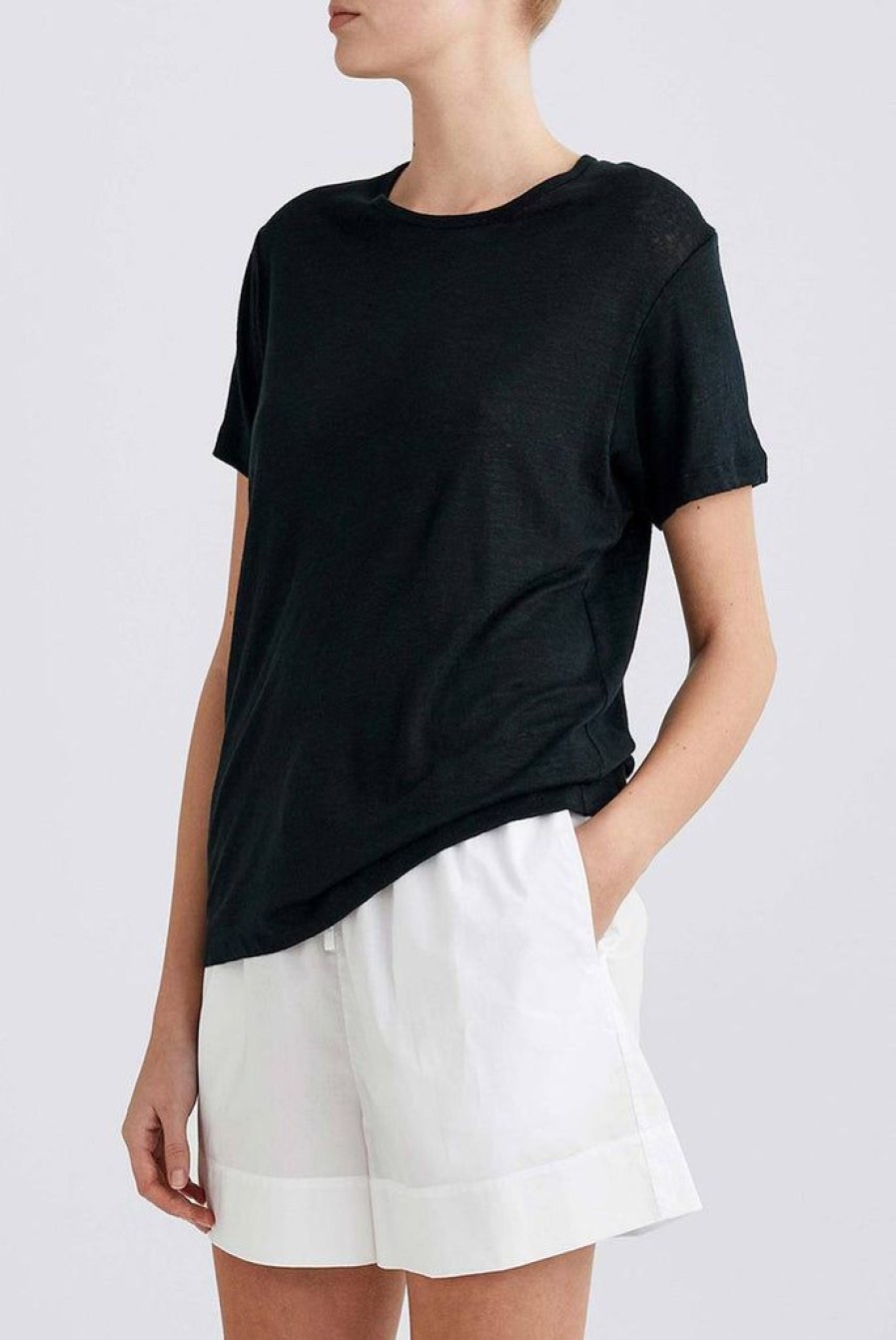 Clothing Jac + Jack | Cuba Linen O Neck Tee Black