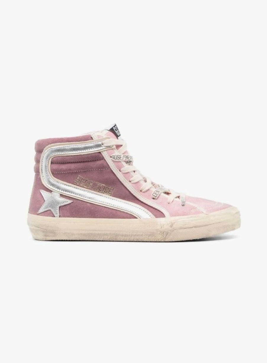 Shoes Golden Goose | Slide Sneaker Pink Violet And Silver