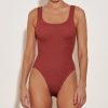 Clothing Hunza G | Square Neck Swim Metallic Rosewood