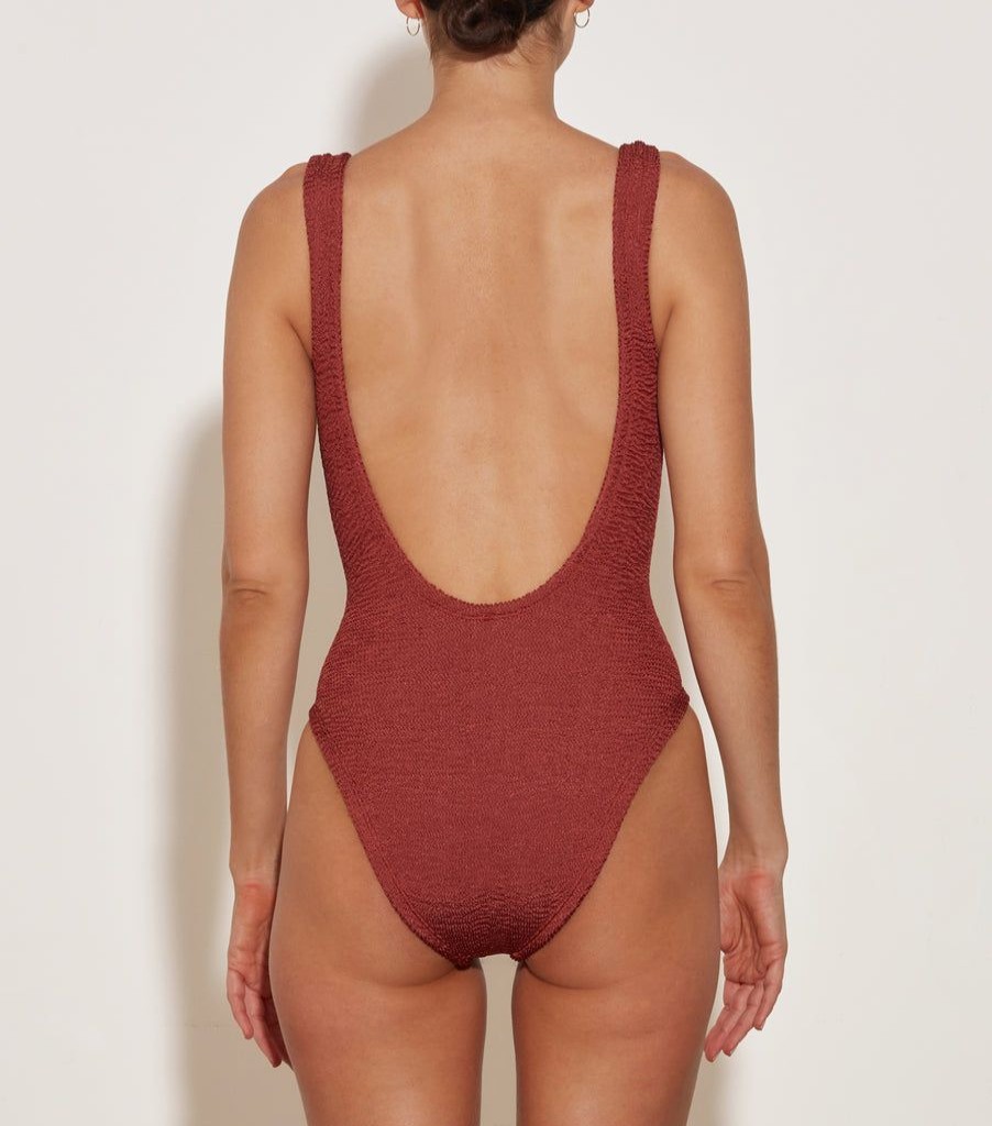 Clothing Hunza G | Square Neck Swim Metallic Rosewood