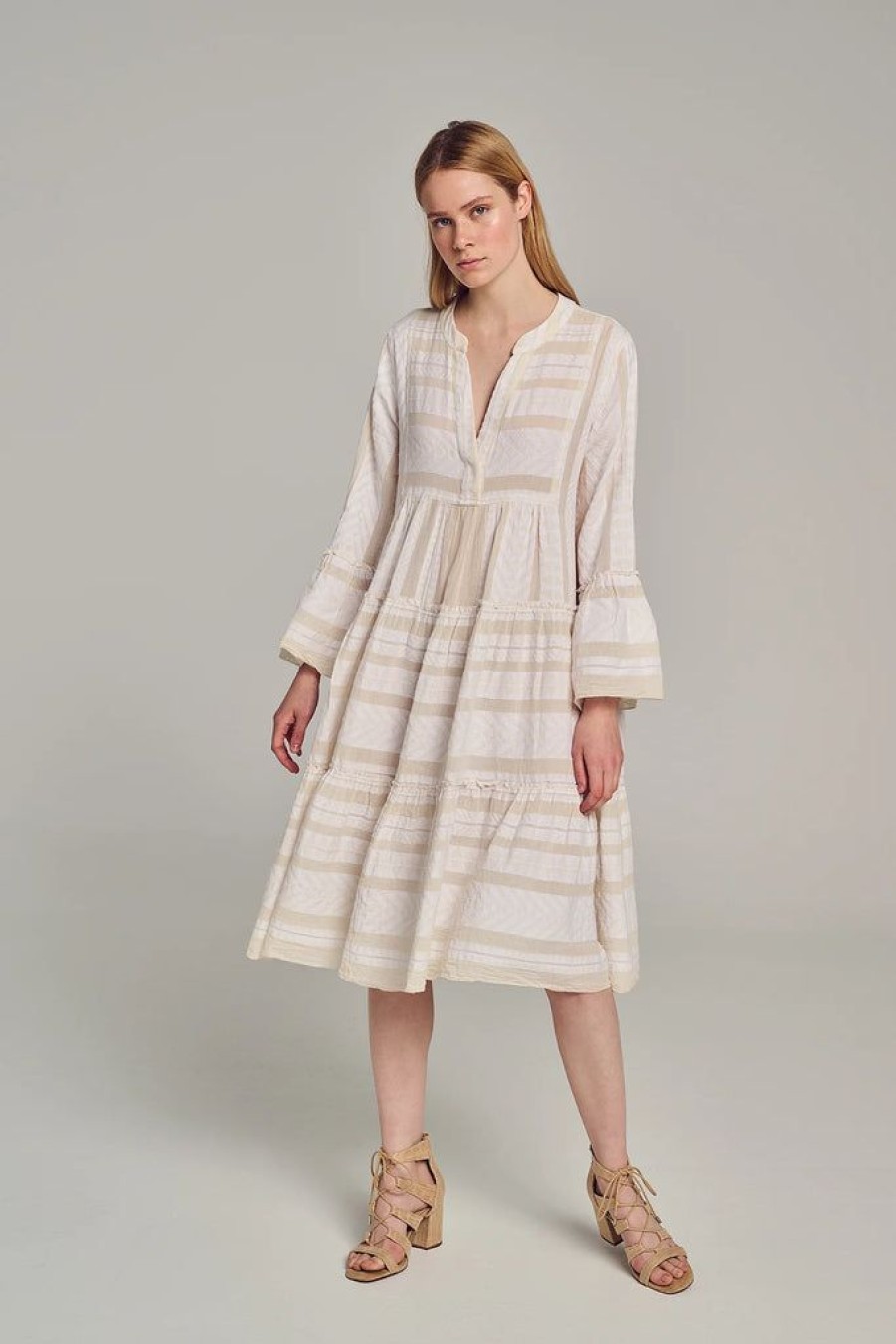 Clothing Devotion Greece | Ella Midi Dress Ecru Off White