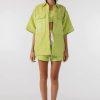 Clothing Isobel Badin | Swirly Square Embroidered Shirt Lime