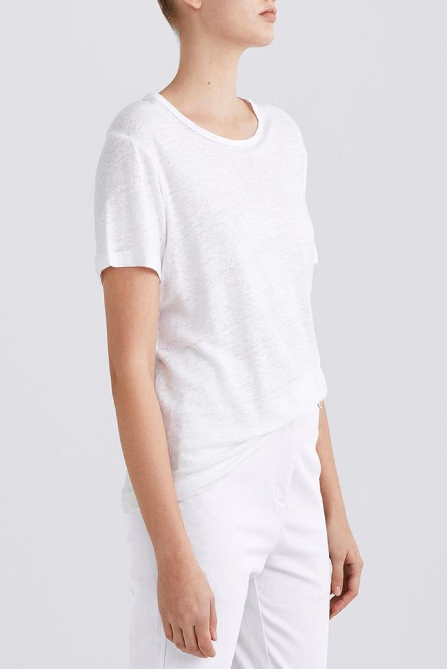 Clothing Jac + Jack | Cuba Linen O Neck Tee White