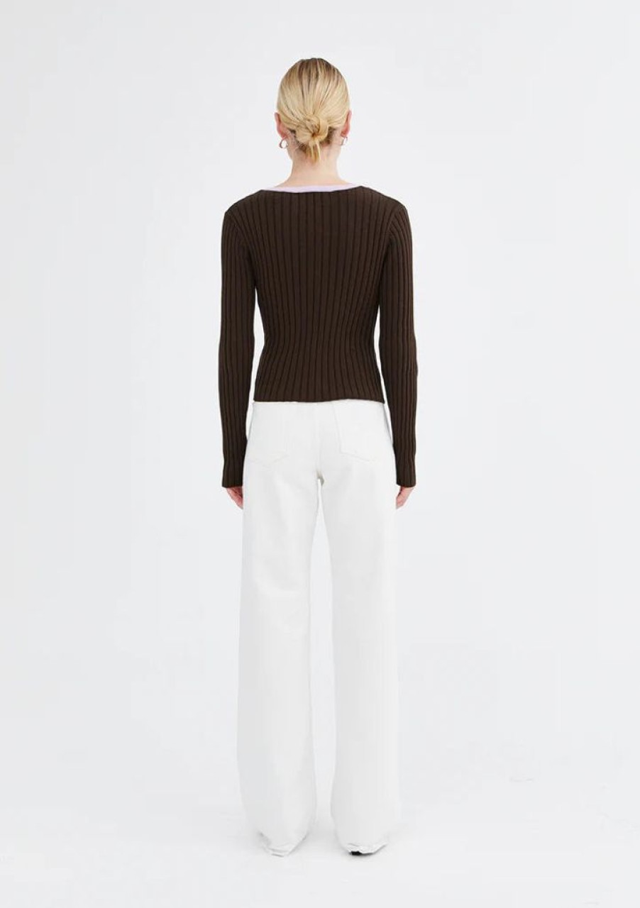 Clothing Jillian Boustred | Riley Asymmetric Top Chocolate