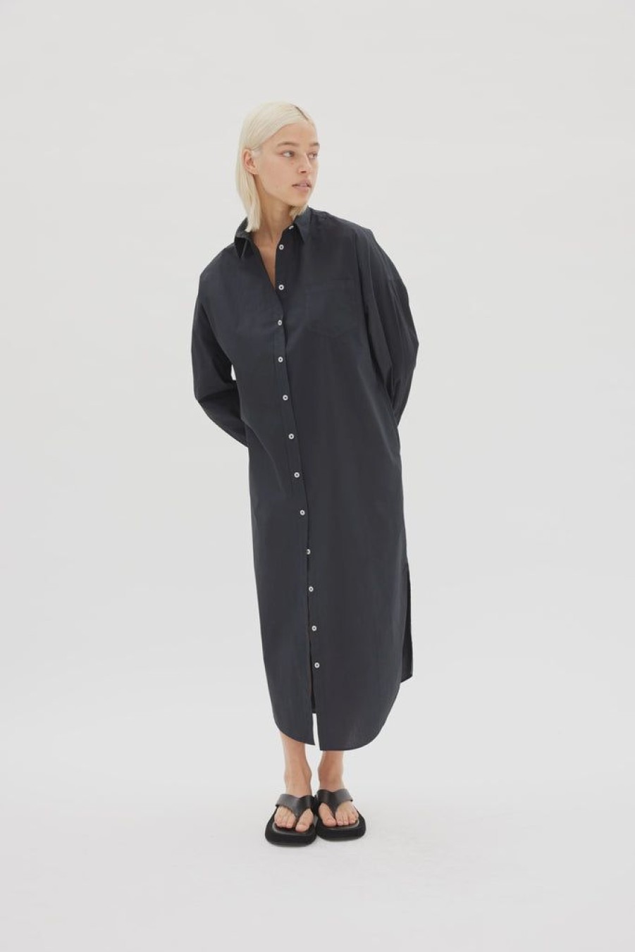 Clothing LMND | Chiara Maxi Shirt Dress Black