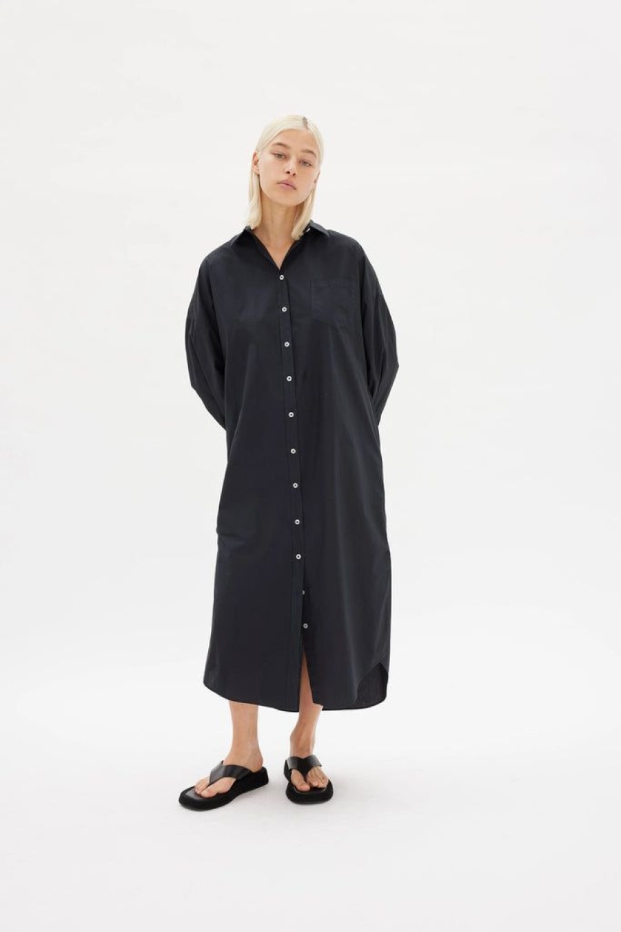 Clothing LMND | Chiara Maxi Shirt Dress Black