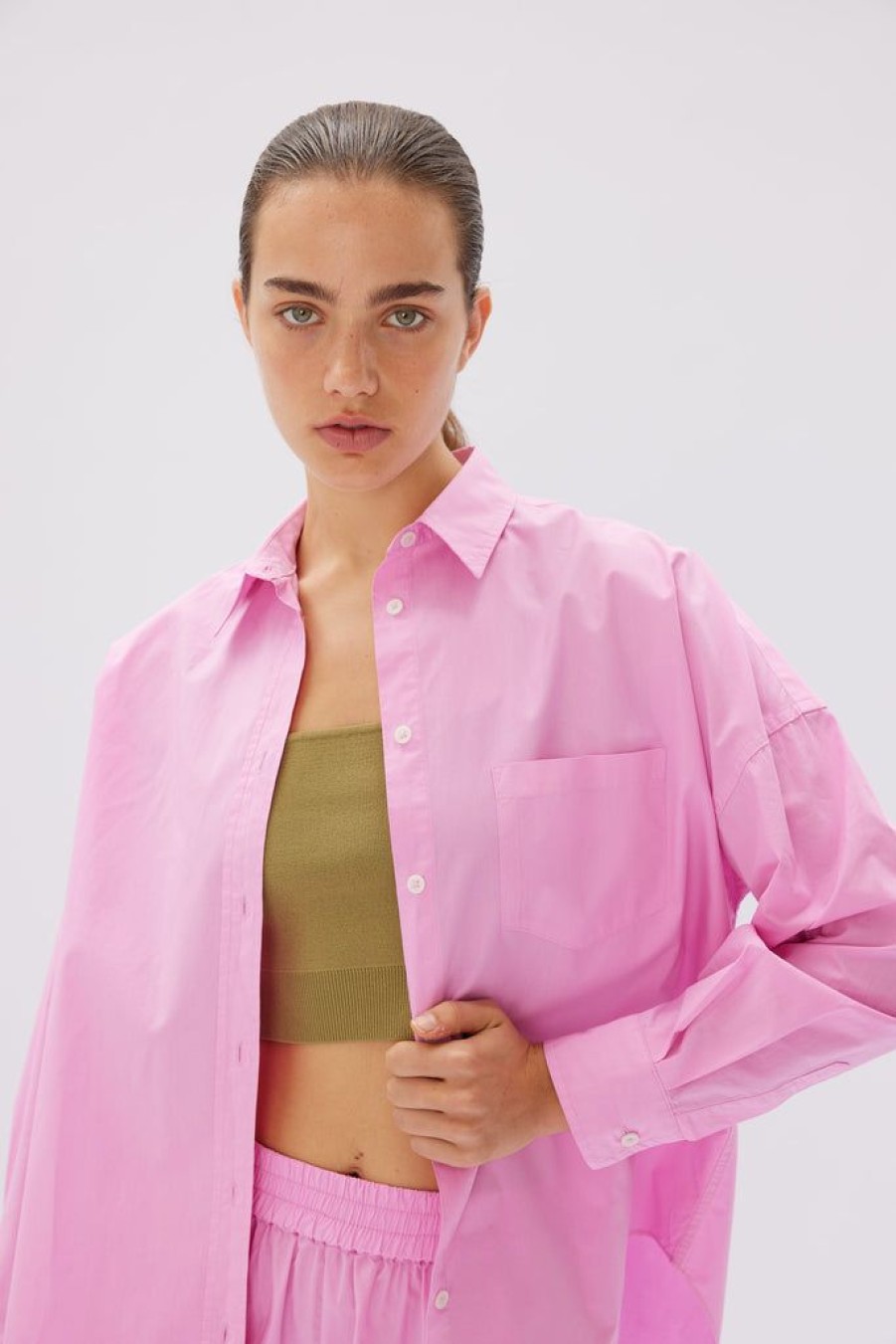 Clothing LMND | Chiara Poplin Shirt Bubblegum