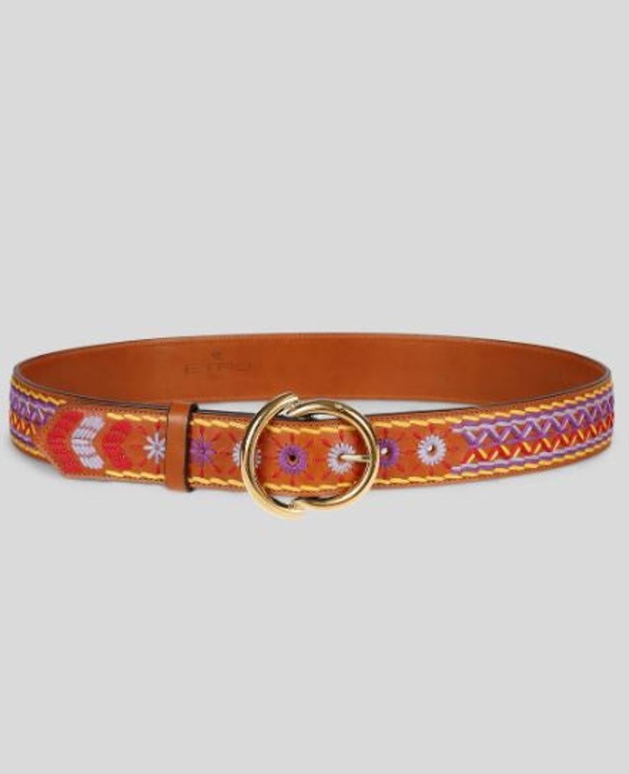 Accessories ETRO | Embroidered Belt Tan