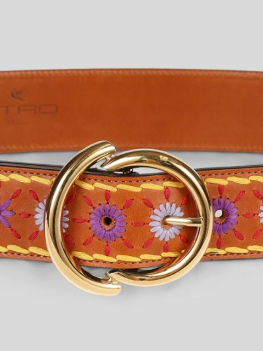 Accessories ETRO | Embroidered Belt Tan