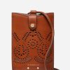 Accessories Vanessa Bruno | Leather Phone Bag Perforated Cognac