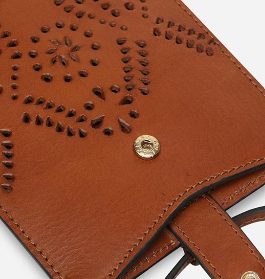 Accessories Vanessa Bruno | Leather Phone Bag Perforated Cognac