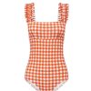 Clothing Ephemera | Terracotta Gingham Ruffle One Piece