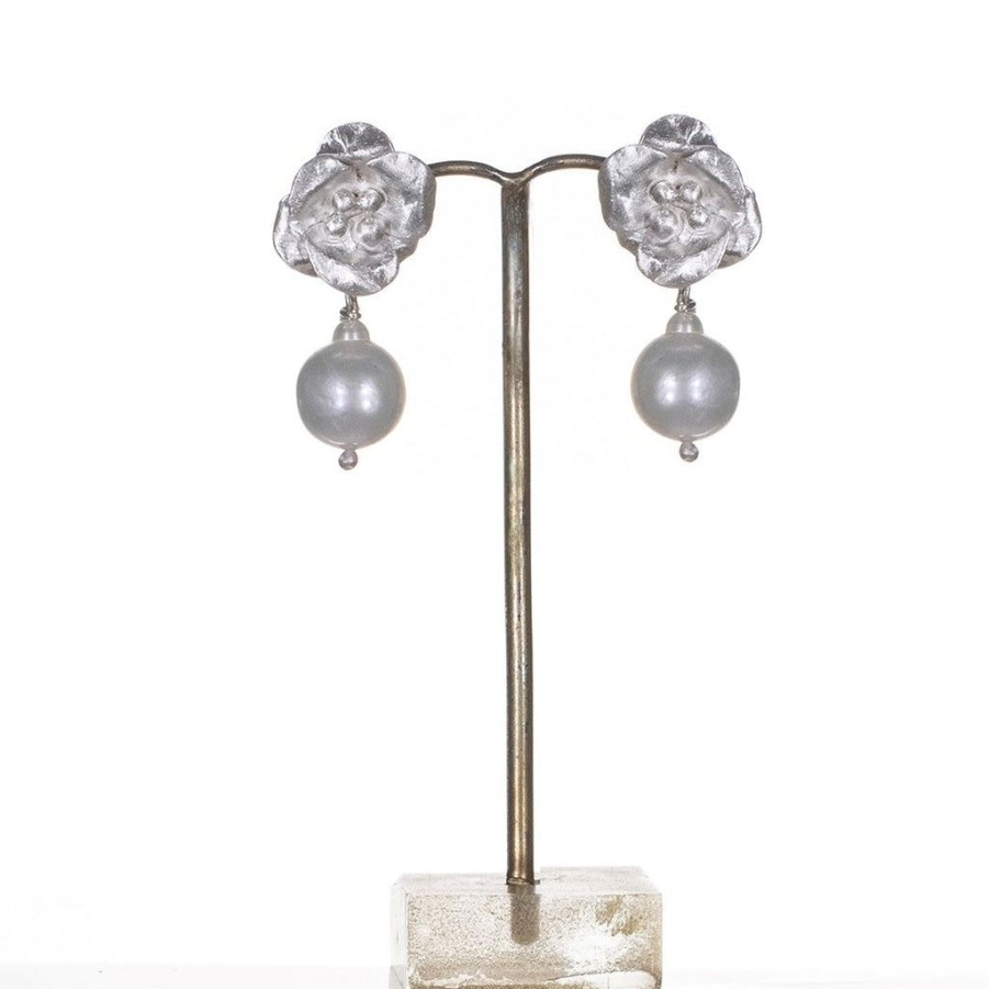 Accessories Jill Marsden | Joanna Bloom And Pearl Earrings Silver