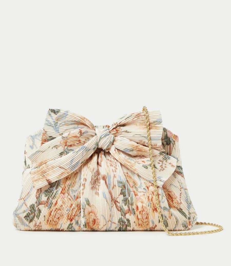 Accessories Loeffler Randall | Rayne Cream Floral Bow Clutch