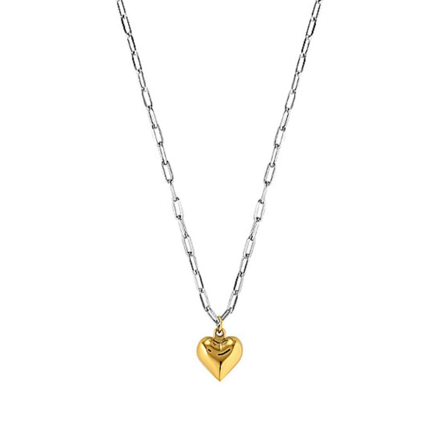 Accessories Carly Paiker | Amore Heart Paperclip Chain Necklace Two Tone