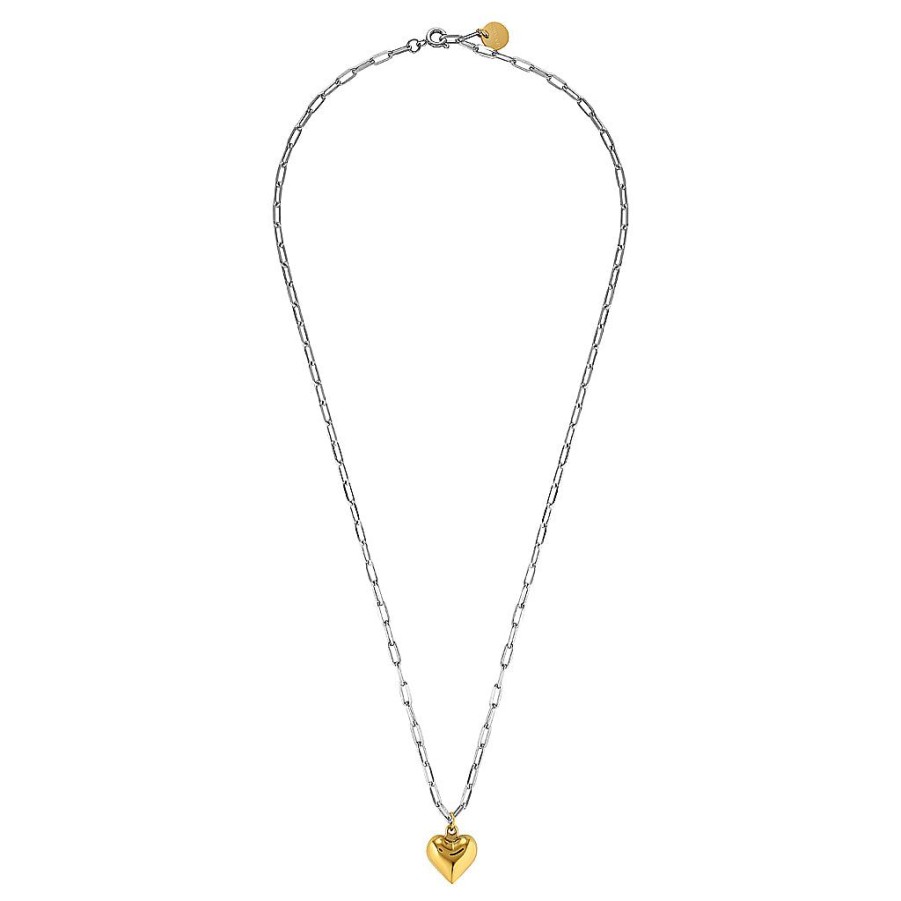 Accessories Carly Paiker | Amore Heart Paperclip Chain Necklace Two Tone