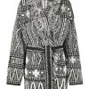 Clothing Golden Goose | Cardigan With Belt And Dark Gray Fair Isle Pattern