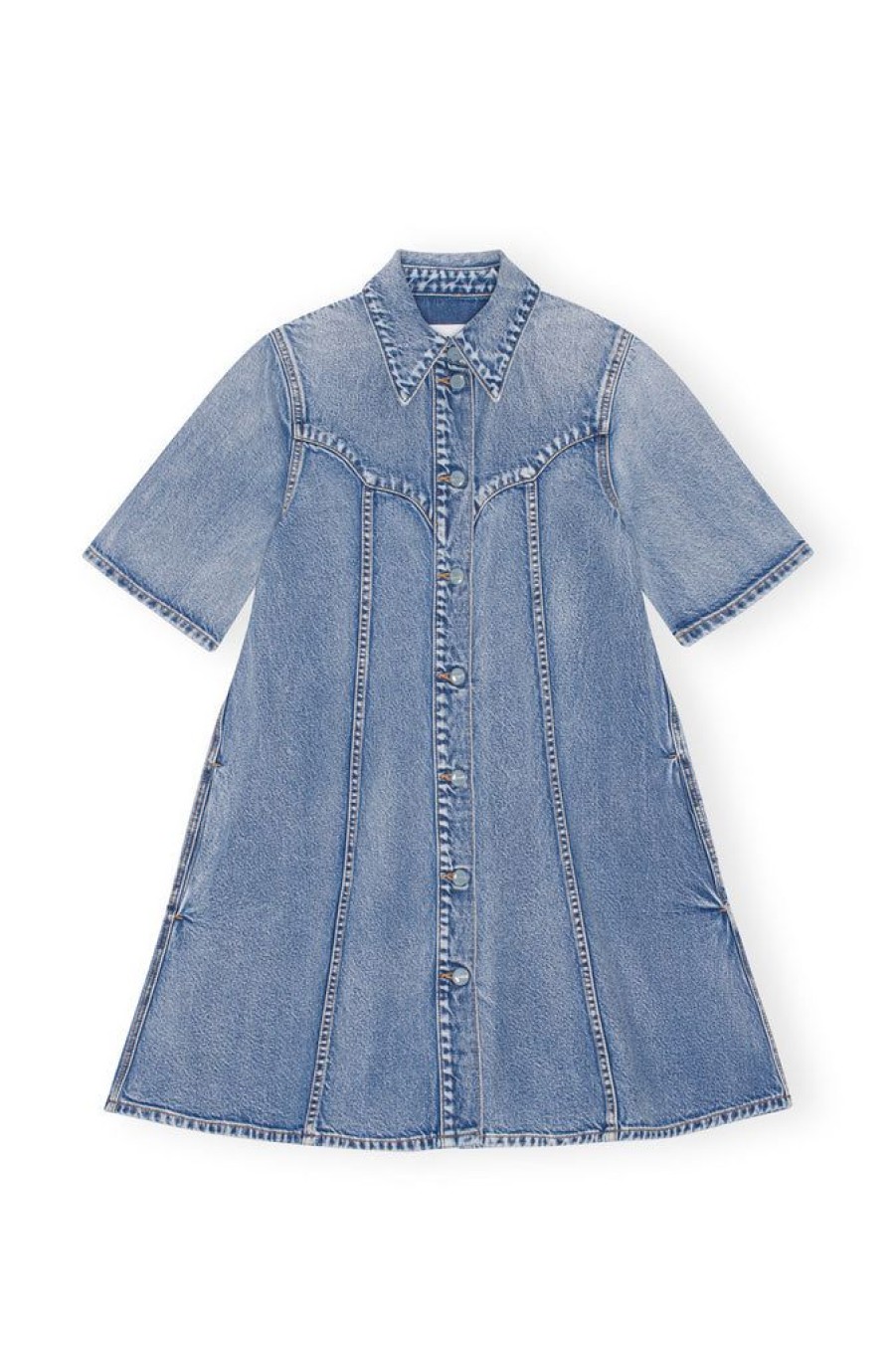 Clothing Ganni | Vintage Washed Denim Mini Dress